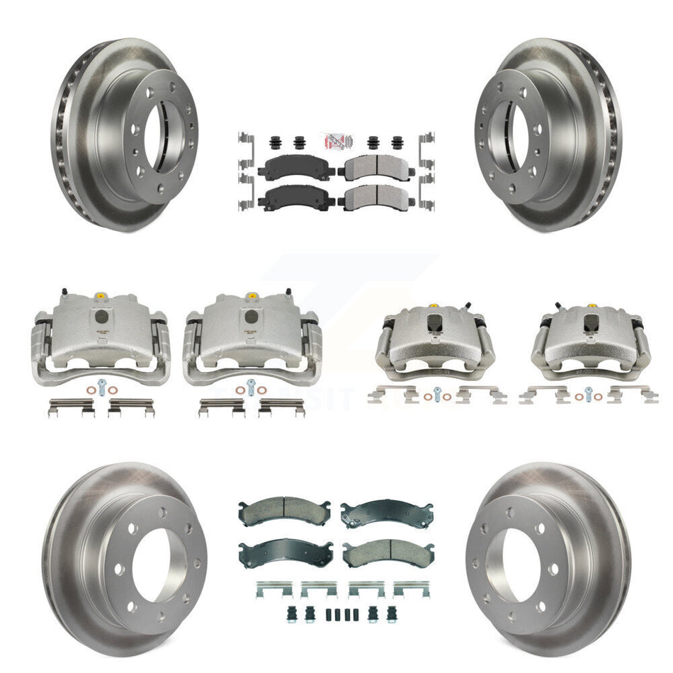 Front Rear Disc Brake Caliper Coated Rotors And Semi-Metallic Pads Kit (10Pc) For Chevrolet Express 2500 GMC Savana KCG-101933N