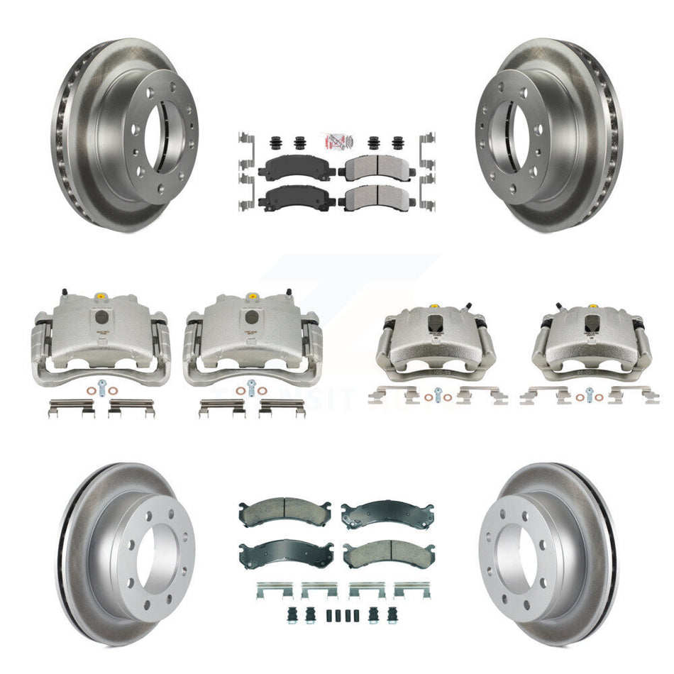 Front Rear Disc Brake Caliper Coated Rotors And Semi-Metallic Pads Kit (10Pc) For Chevrolet Express 2500 GMC Savana KCG-101934N