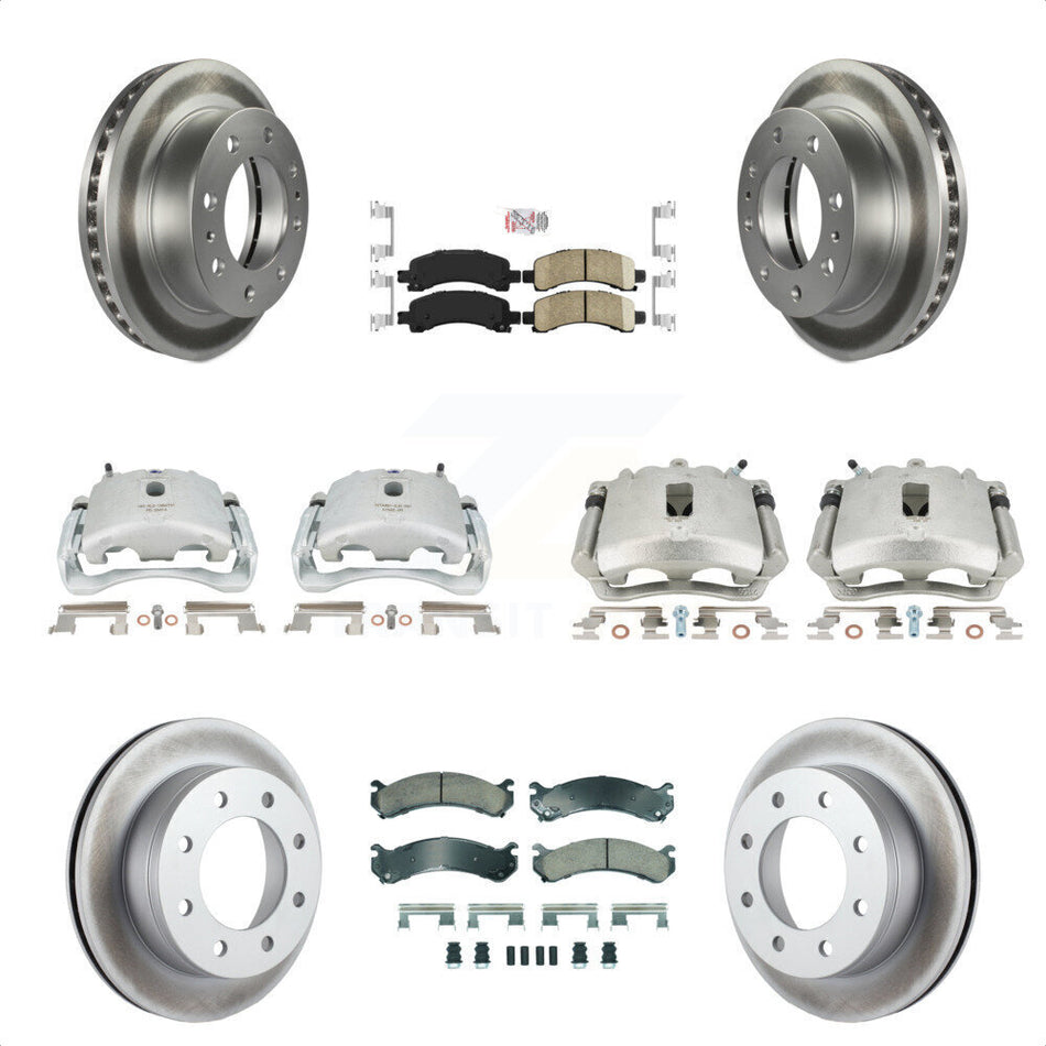 Front Rear Disc Brake Caliper Coated Rotors And Ceramic Pads Kit (10Pc) For Chevrolet Express 2500 GMC Savana KCG-101937N by Transit Auto