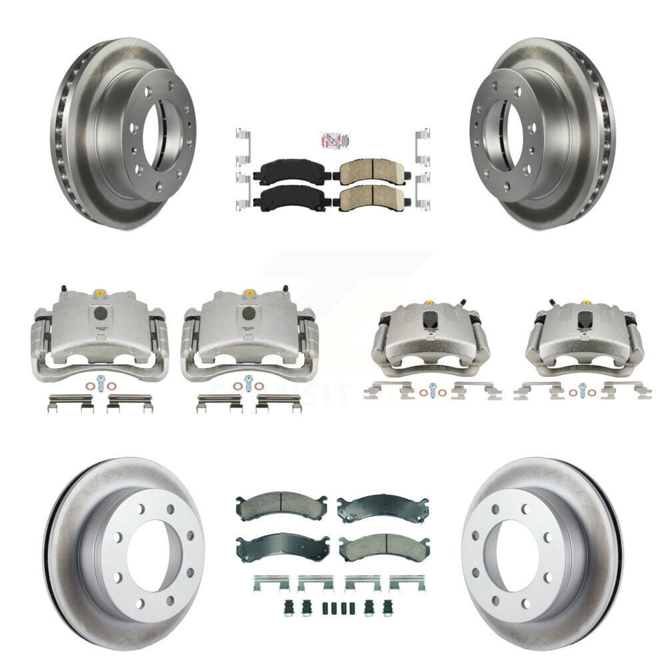 Front Rear Disc Brake Caliper Coated Rotors And Ceramic Pads Kit (10Pc) For Chevrolet Express 2500 GMC Savana KCG-101937N