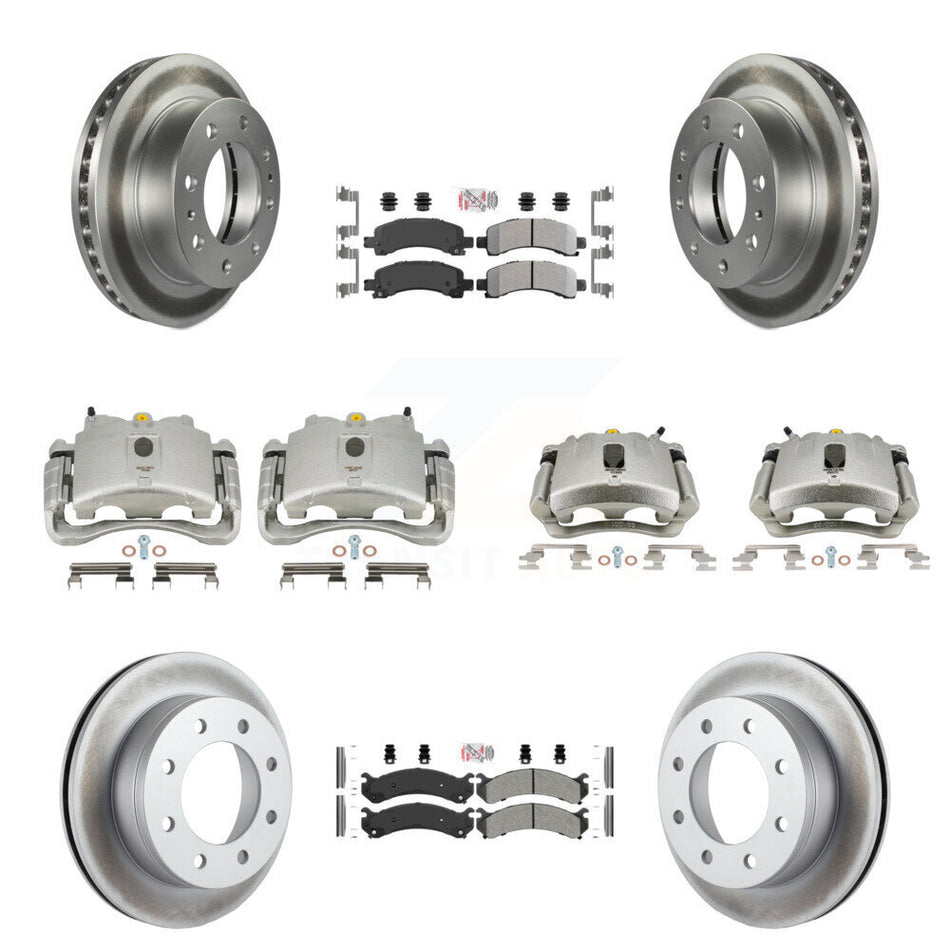 Front Rear Disc Brake Caliper Coated Rotors And Semi-Metallic Pads Kit (10Pc) For Chevrolet Express 2500 GMC Savana KCG-101938N