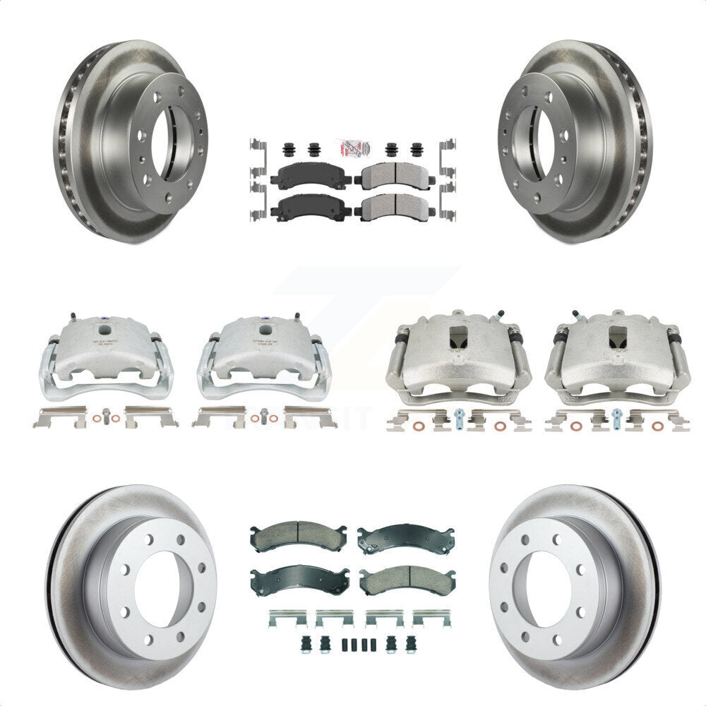 Front Rear Disc Brake Caliper Coated Rotors And Semi-Metallic Pads Kit (10Pc) For Chevrolet Express 2500 GMC Savana KCG-101940N by Transit Auto