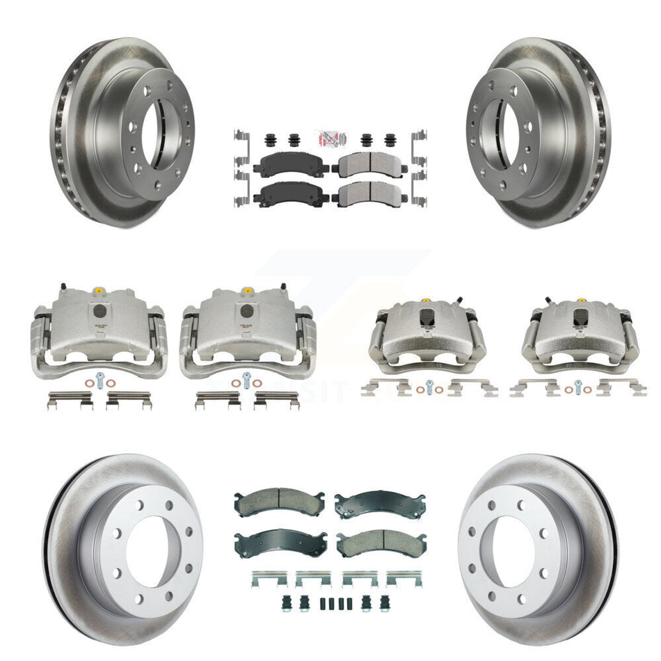 Front Rear Disc Brake Caliper Coated Rotors And Semi-Metallic Pads Kit (10Pc) For Chevrolet Express 2500 GMC Savana KCG-101940N