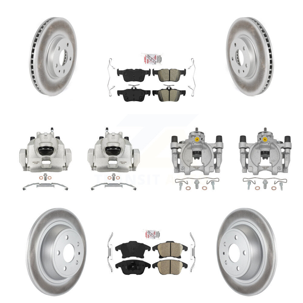Front Rear Brake Caliper Coat Rotor & Ameribrakes Pad Kit (10Pc) For Ford Fusion Lincoln KCG-101941N