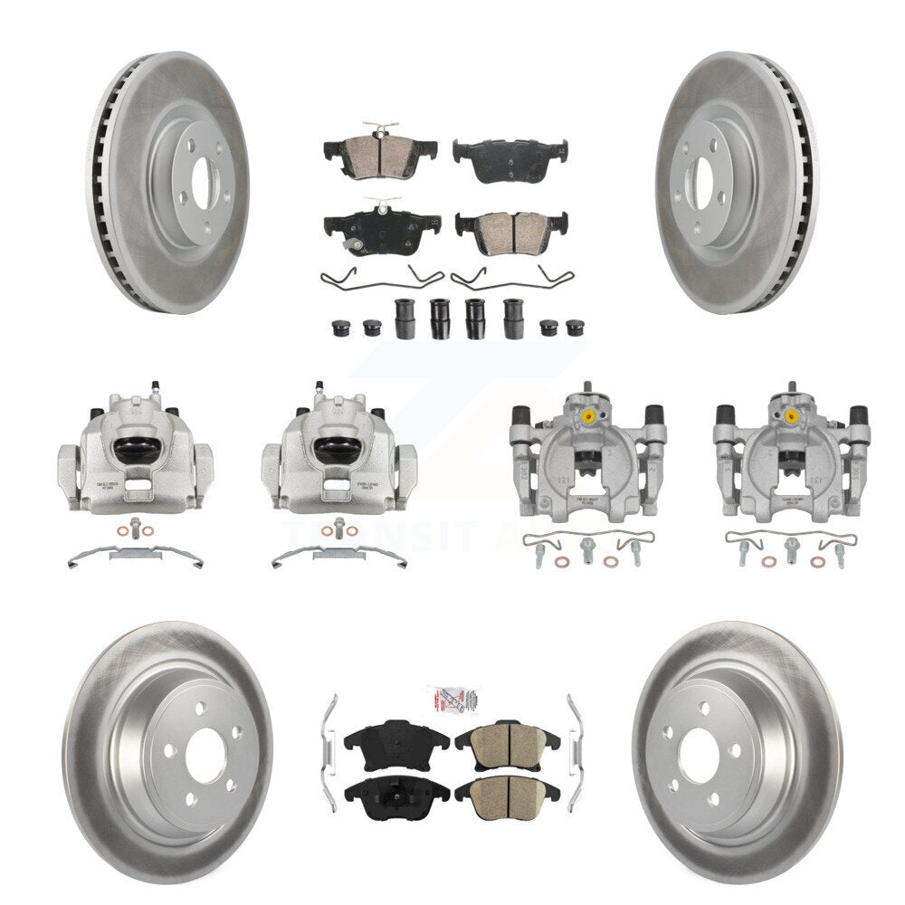 Front Rear Disc Brake Caliper Coated Rotors And Ceramic Pads Kit (10Pc) For KCG-101951N