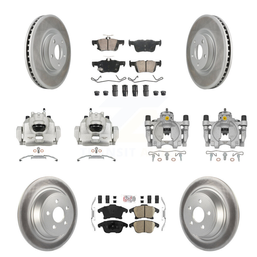 Front Rear Disc Brake Caliper Coated Rotors And Ceramic Pads Kit (10Pc) For KCG-101952N
