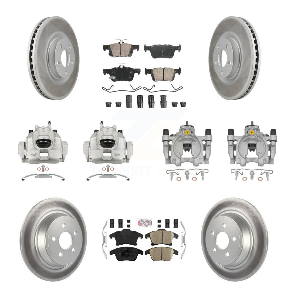 Front Rear Disc Brake Caliper Coated Rotors And Ceramic Pads Kit (10Pc) For KCG-101952N
