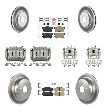 Front Rear Disc Brake Caliper Coat Rotor Ceramic Pad Kit (10Pc) For Honda CR-V Acura RDX KCG-101956N