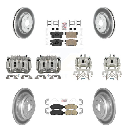 Front Rear Brake Caliper Coat Rotors & Ceramic Pad Kit (10Pc) For Honda Accord Crosstour KCG-101968N
