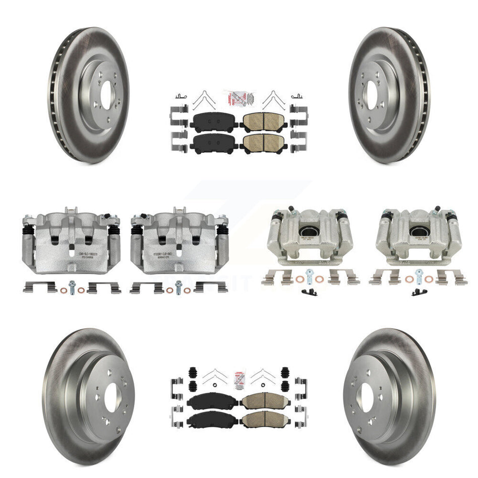 Front Rear Disc Brake Caliper Coated Rotors And Ceramic Pad Kit (10Pc) For Acura MDX ZDX KCG-101969N