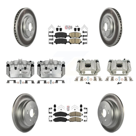Front Rear Disc Brake Caliper Coated Rotors And Ceramic Pad Kit (10Pc) For Acura MDX ZDX KCG-101971N