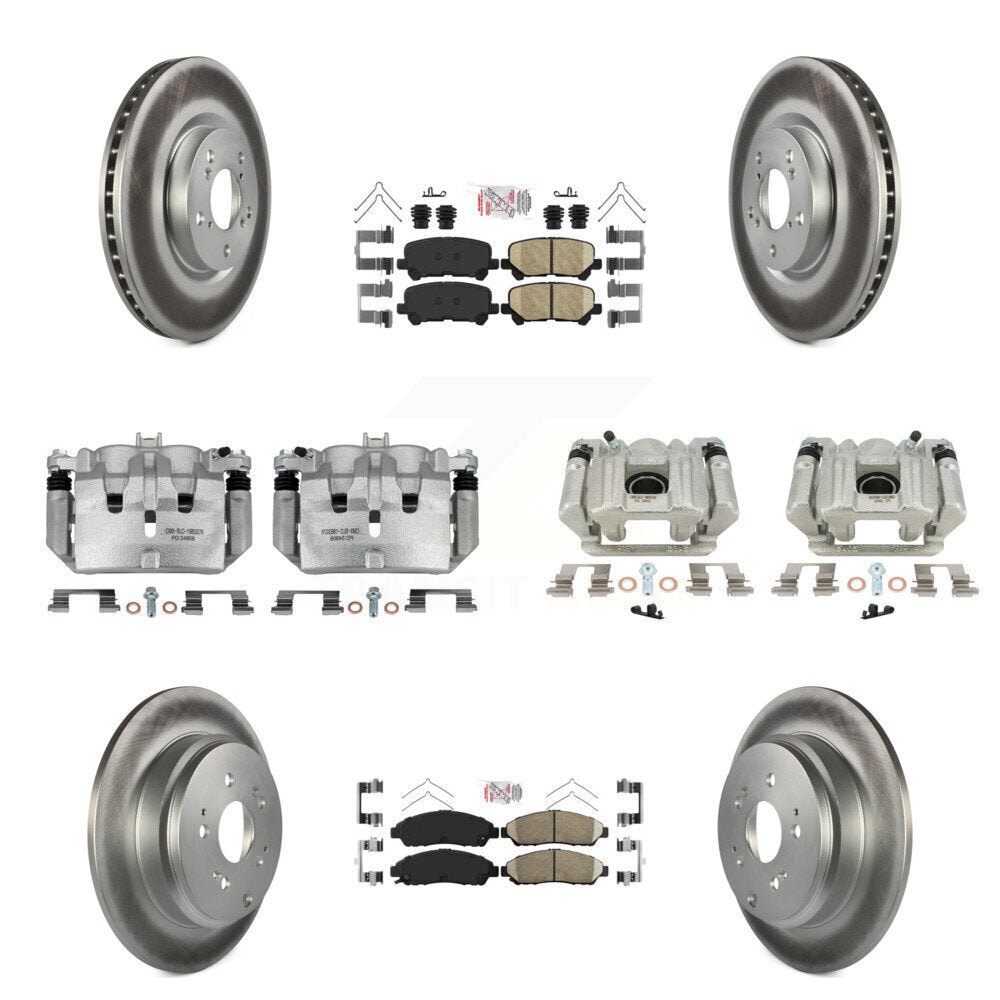 Front Rear Disc Brake Caliper Coated Rotors And Ceramic Pad Kit (10Pc) For Acura MDX ZDX KCG-101972N