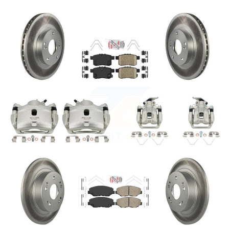 Front Rear Brake Caliper Coat Rotor Ceramic Pad Kit (10Pc) For Honda Accord LX with 2.4L KCG-101973N