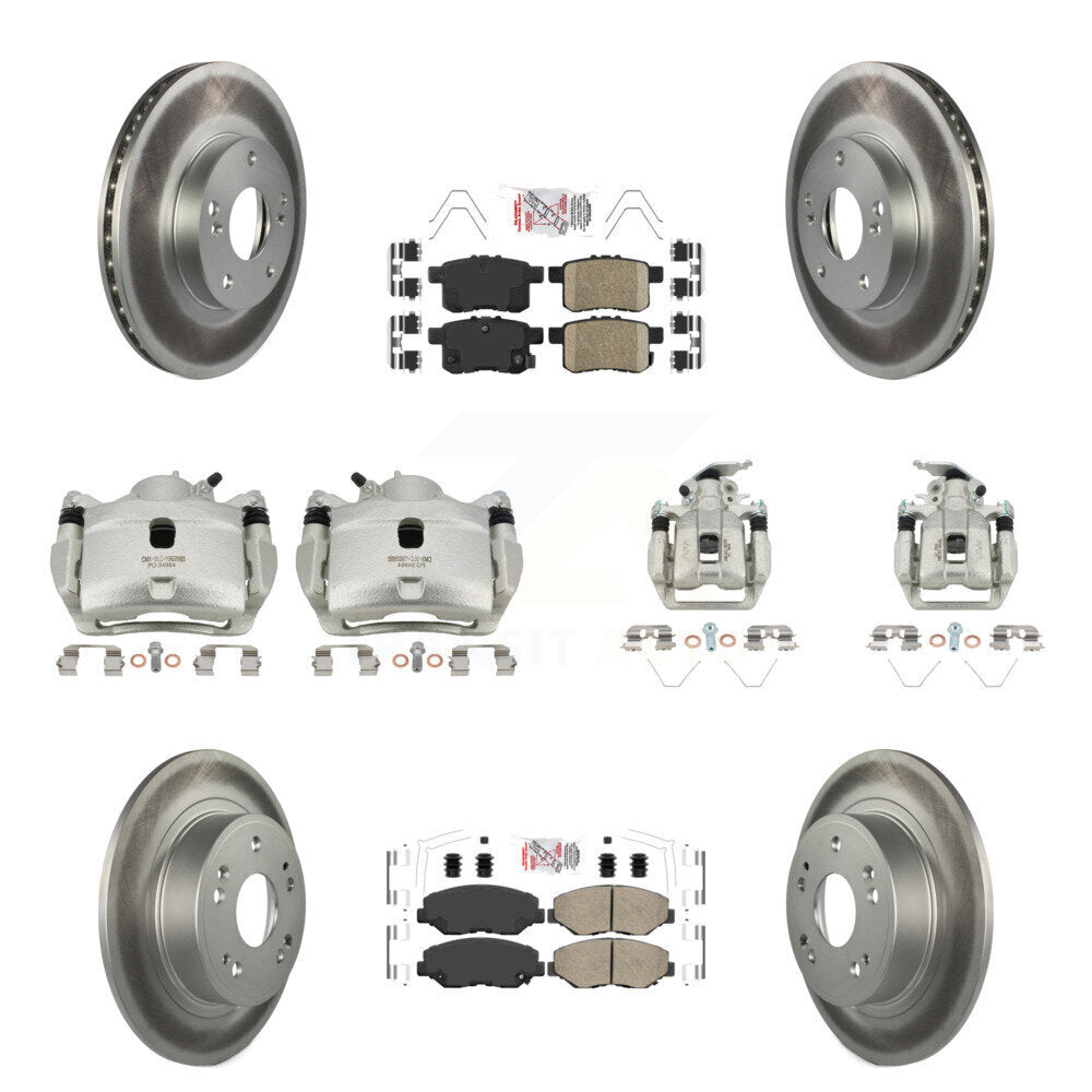Front Rear Brake Caliper Coat Rotor Ceramic Pad Kit (10Pc) For Honda Accord LX with 2.4L KCG-101974N