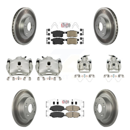 Front Rear Brake Caliper Coat Rotor Ceramic Pad Kit (10Pc) For Honda Accord LX with 2.4L KCG-101974N