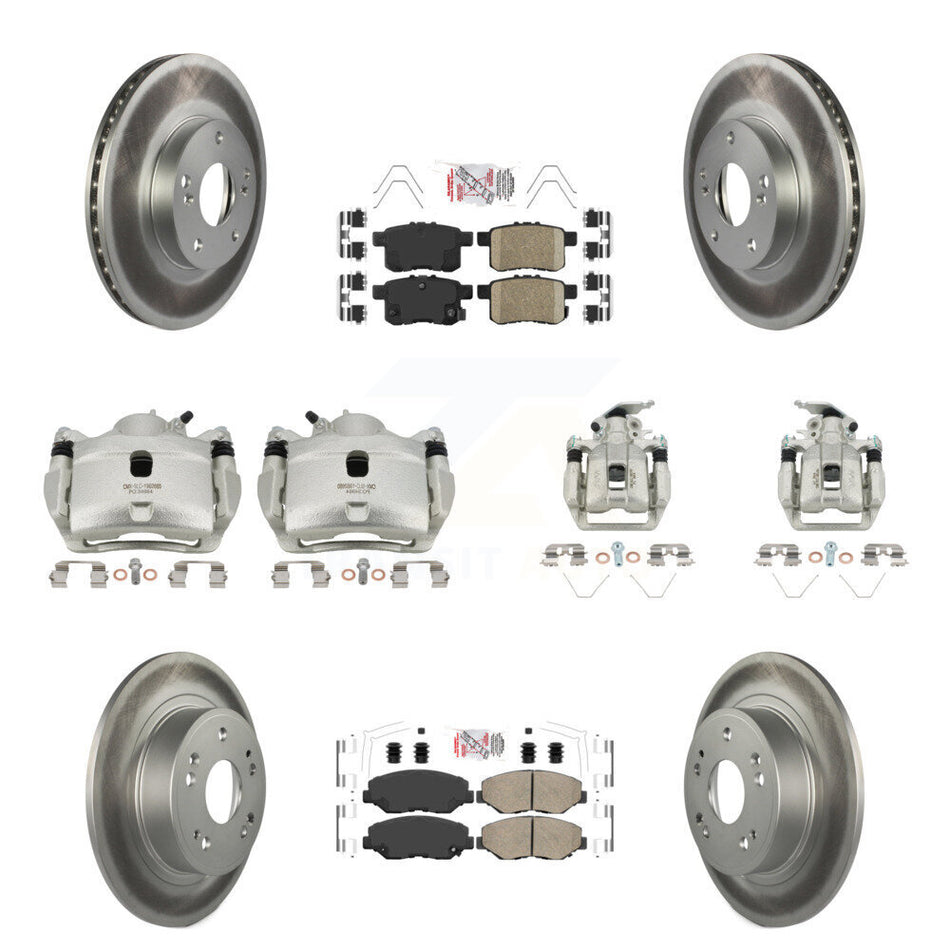 Front Rear Brake Caliper Coat Rotor Ceramic Pad Kit (10Pc) For Honda Accord LX with 2.4L KCG-101974N