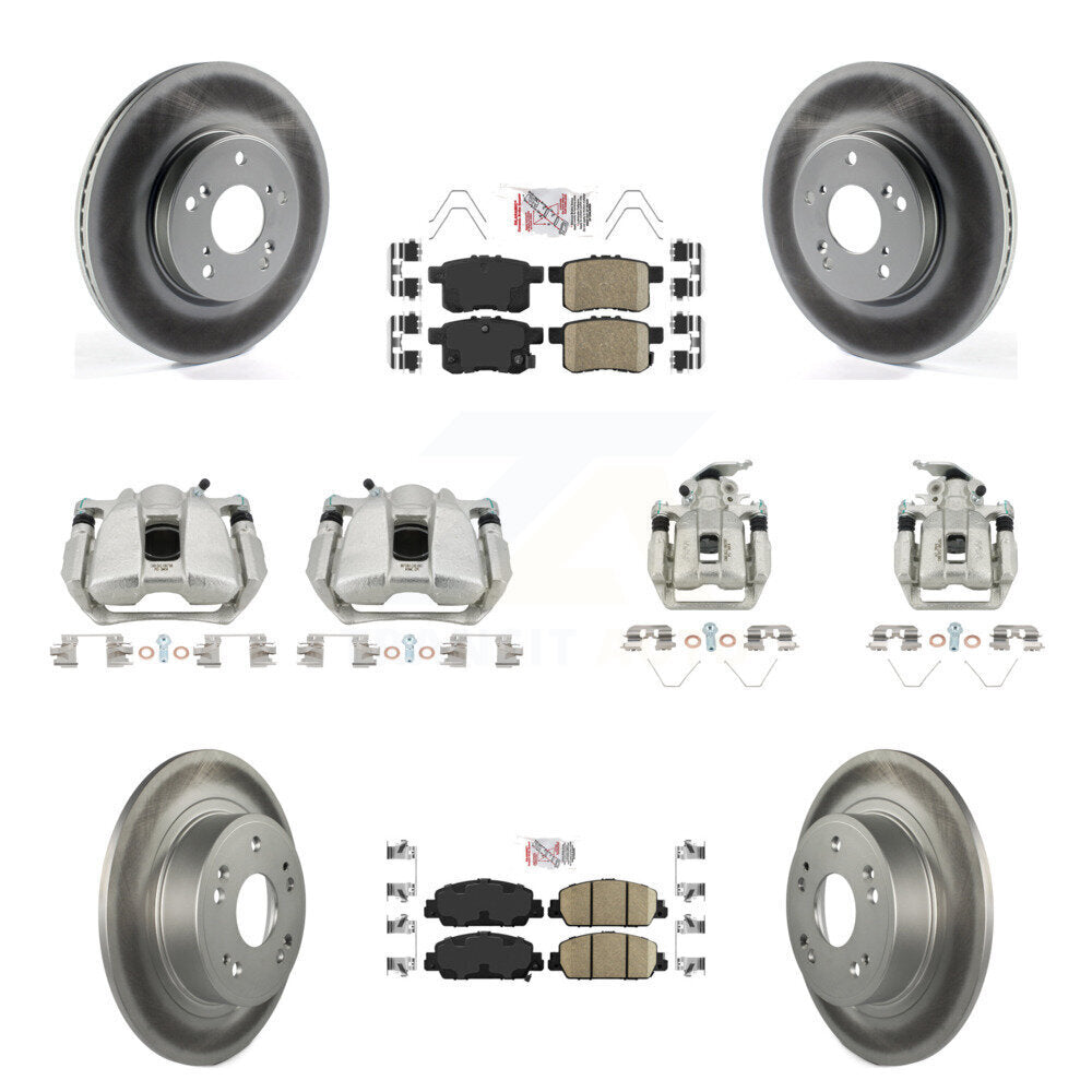 Front Rear Disc Brake Caliper Coated Rotors And Ceramic Pads Kit (10Pc) For Honda Accord KCG-101976N