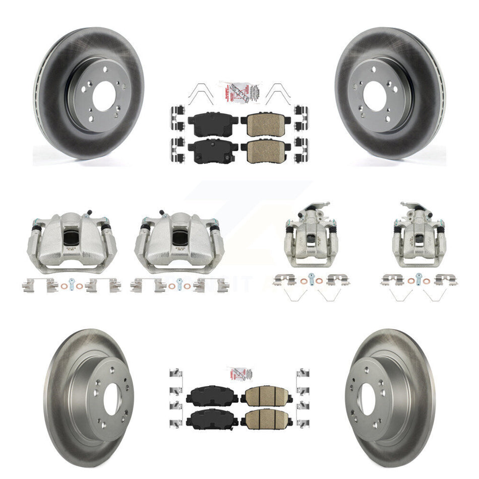 Front Rear Disc Brake Caliper Coated Rotors And Ceramic Pads Kit (10Pc) For Honda Accord KCG-101976N
