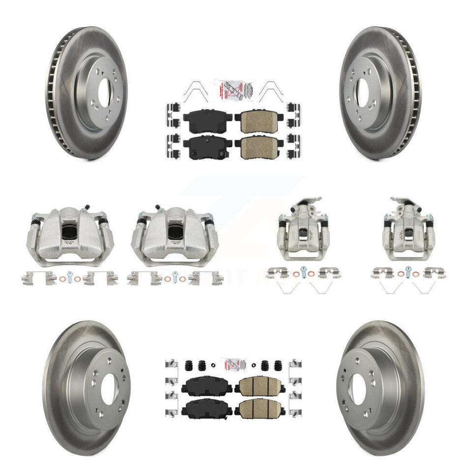 Front Rear Disc Brake Caliper Coated Rotors And Ceramic Pads Kit (10Pc) For Honda Accord KCG-101977N