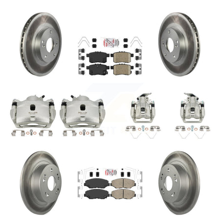 Front Rear Brake Caliper Coat Rotor Ceramic Pad Kit (10Pc) For Honda Accord LX with 2.4L KCG-101980N