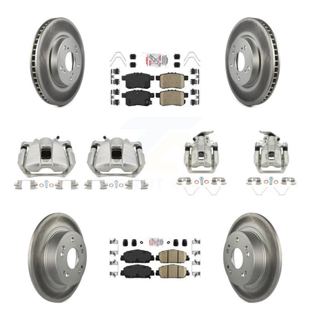 Front Rear Disc Brake Caliper Coated Rotors And Ceramic Pads Kit (10Pc) For Honda Accord KCG-101983N