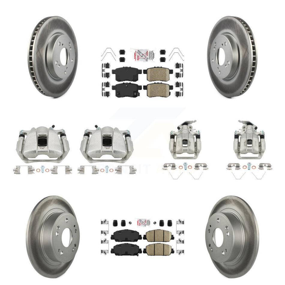 Front Rear Disc Brake Caliper Coated Rotors And Ceramic Pads Kit (10Pc) For Honda Accord KCG-101983N