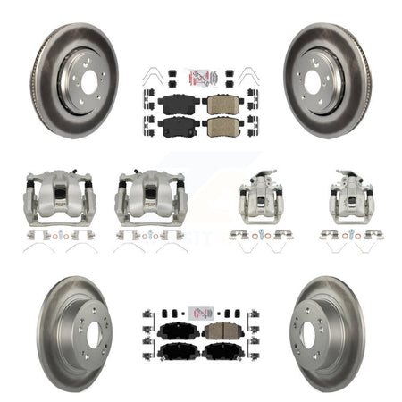 Front Rear Disc Brake Caliper Coated Rotors And Ceramic Pads Kit (10Pc) For Honda Accord KCG-101987N