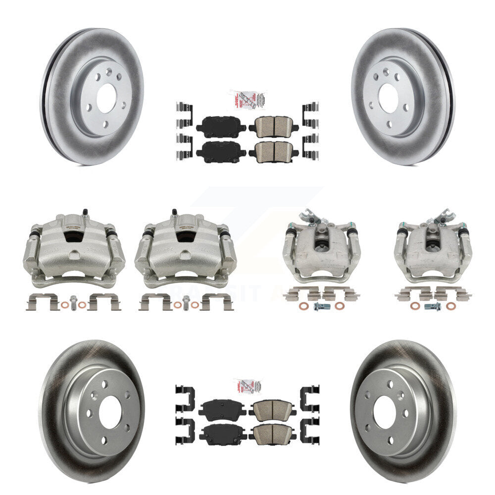 Front Rear Disc Brake Caliper Coat Rotors And Ceramic Pad Kit (10Pc) For Chevrolet Cruze KCG-101991N