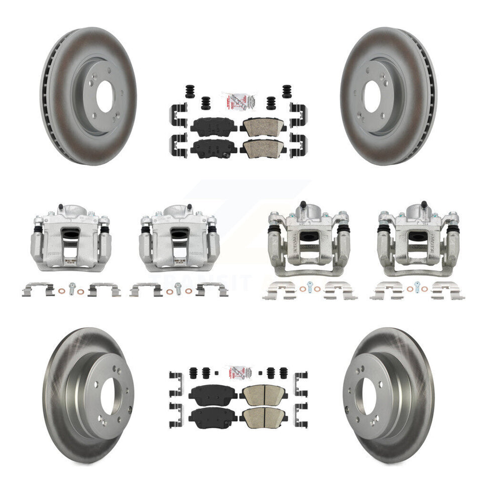 Front Rear Brake Caliper Coat Rotor Ceramic Pad Kit (10Pc) For Hyundai Sonata Kia Optima KCG-101997N