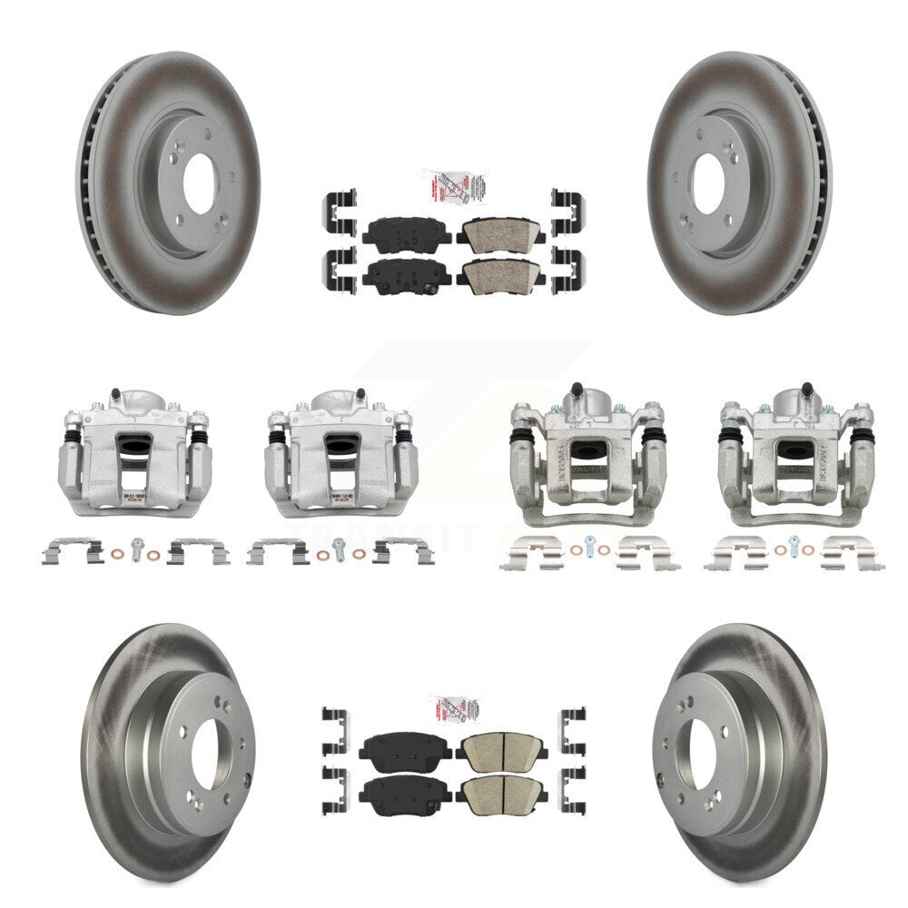 Front Rear Brake Caliper Coat Rotor Ceramic Pad Kit (10Pc) For Hyundai Sonata Kia Optima KCG-101998N