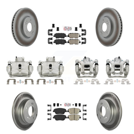 Front Rear Brake Caliper Coat Rotors Ceramic Pad Kit (10Pc) For 2014 Hyundai Sonata 2.0L KCG-102001N