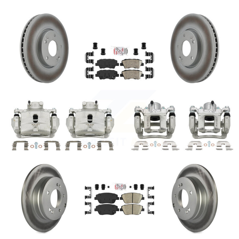 Front Rear Brake Caliper Coat Rotors Ceramic Pad Kit (10Pc) For 2014 Hyundai Sonata 2.0L KCG-102001N