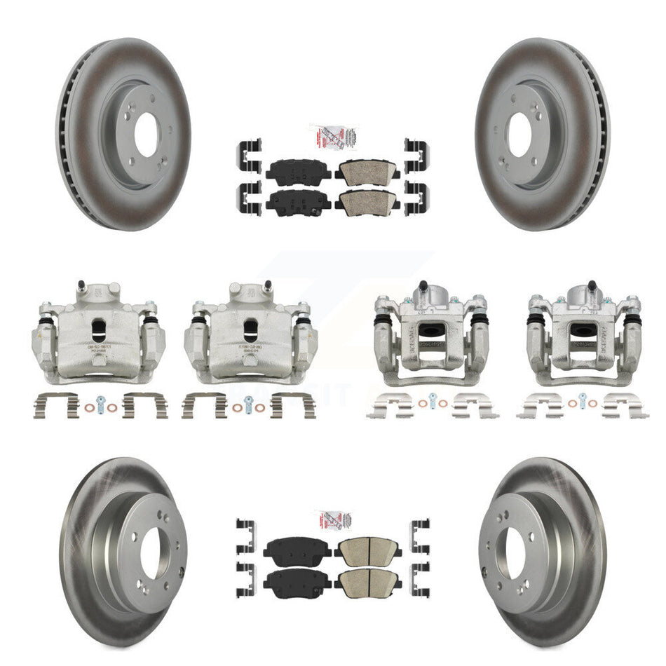 Front Rear Brake Caliper Coat Rotors Ceramic Pad Kit (10Pc) For 2014 Hyundai Sonata 2.0L KCG-102002N
