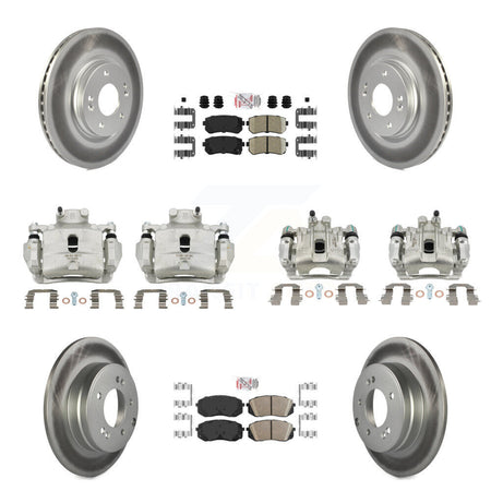 Front Rear Disc Brake Caliper Coated Rotor And Ceramic Pad Kit (10Pc) For Hyundai Sonata KCG-102004N