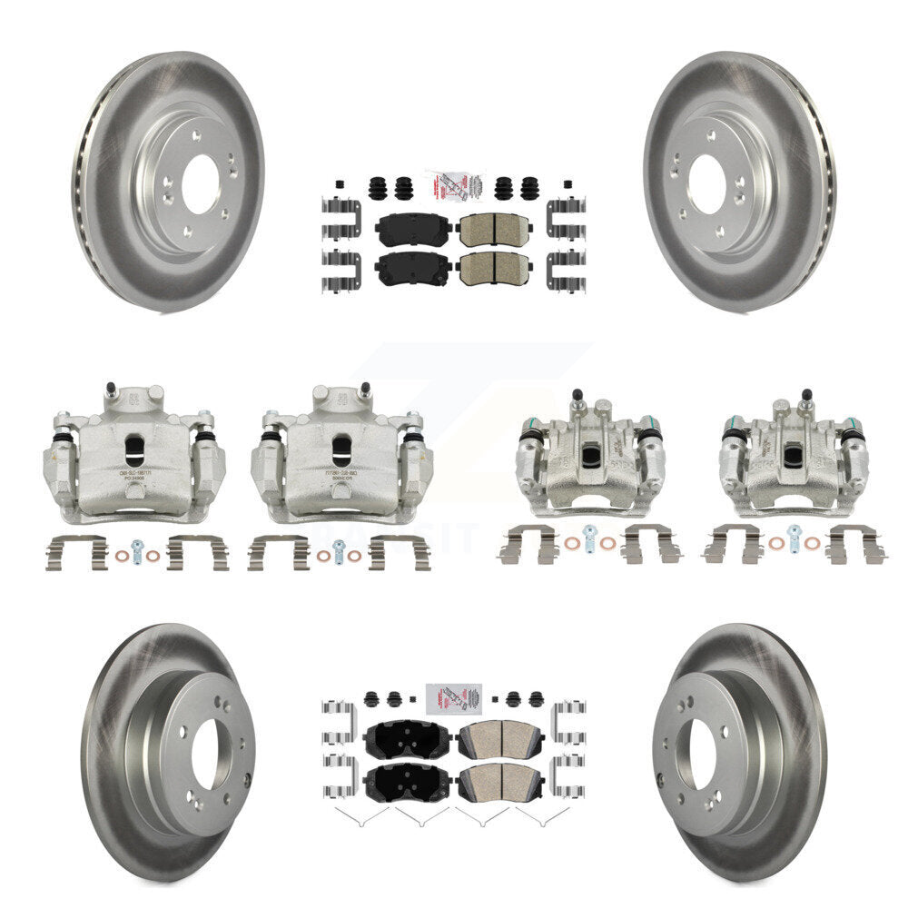 Front Rear Disc Brake Caliper Coated Rotor And Ceramic Pad Kit (10Pc) For Hyundai Sonata KCG-102006N