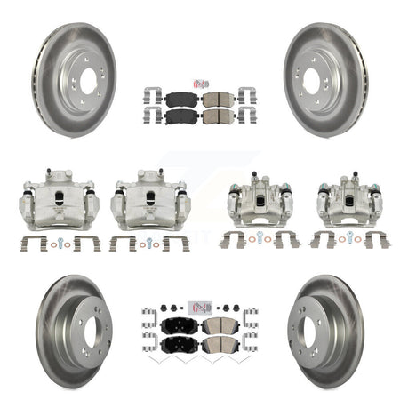 Front Rear Disc Brake Caliper Coated Rotor And Ceramic Pad Kit (10Pc) For Hyundai Sonata KCG-102010N