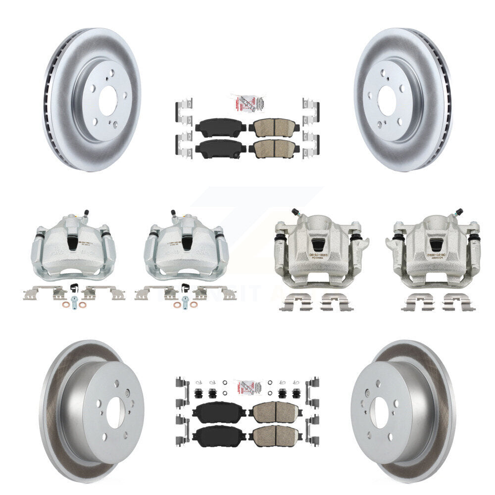 Front Rear Brake Caliper Coat Rotor & Ceramic Pad Kit (10Pc) For 2004-2010 Toyota Sienna KCG-102013N
