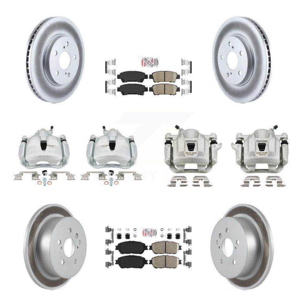 Front Rear Brake Caliper Coat Rotor & Ceramic Pad Kit (10Pc) For 2004-2010 Toyota Sienna KCG-102013N