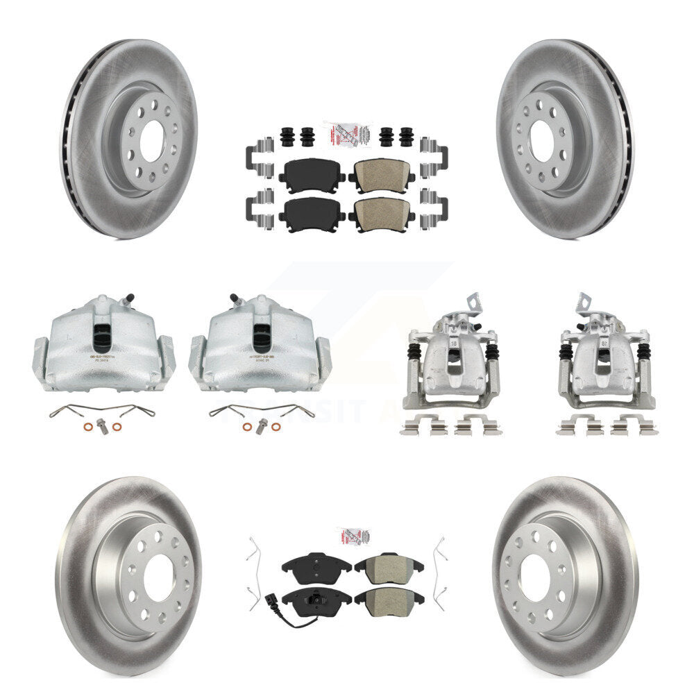 Front Rear Brake Caliper Coat Rotor Ameribrakes Pad Kit (10Pc) For 12 Volkswagen CC 2.0L KCG-102014N