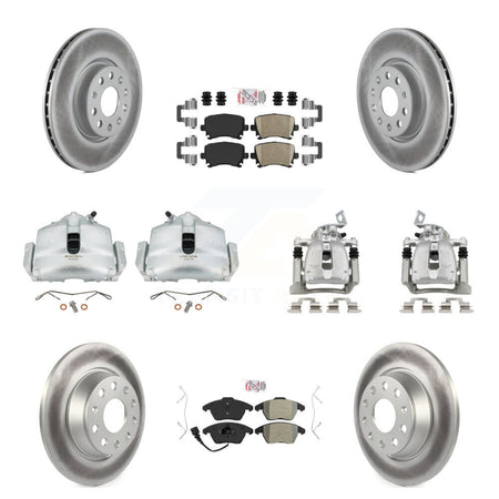 Front Rear Brake Caliper Coat Rotor Ameribrakes Pad Kit (10Pc) For 12 Volkswagen CC 2.0L KCG-102014N