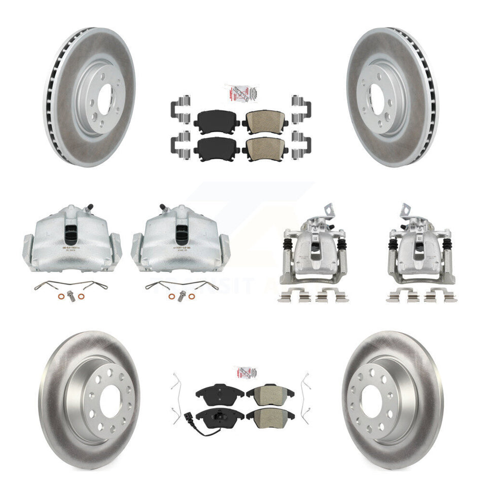 Front Rear Brake Caliper Coat Rotor Ameribrakes Pad Kit (10Pc) For 12 Volkswagen CC 2.0L KCG-102019N