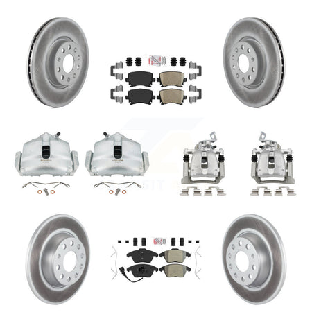 Front Rear Brake Caliper Coat Rotor And Ameribrakes Pad Kit (10Pc) For Volkswagen Passat KCG-102023N
