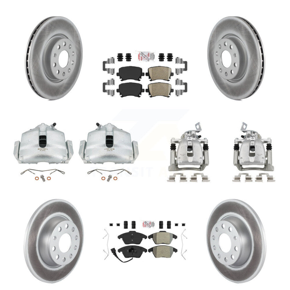 Front Rear Brake Caliper Coat Rotor And Ameribrakes Pad Kit (10Pc) For Volkswagen Passat KCG-102023N