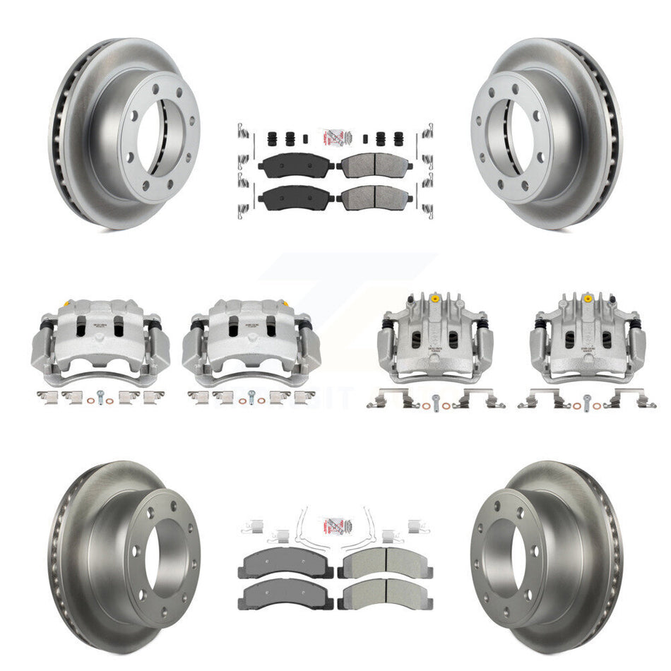 Front Rear Brake Caliper Coat Rotors & Semi-Metallic Pad Kit (10Pc) For Ford F-250 Super KCG-102026N