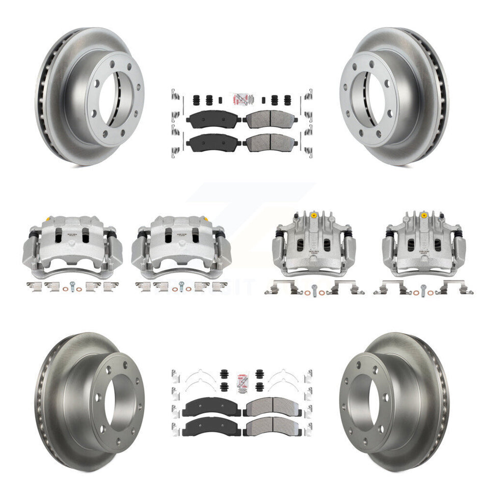 Front Rear Brake Caliper Coat Rotors & Semi-Metallic Pad Kit (10Pc) For Ford F-250 Super KCG-102027N