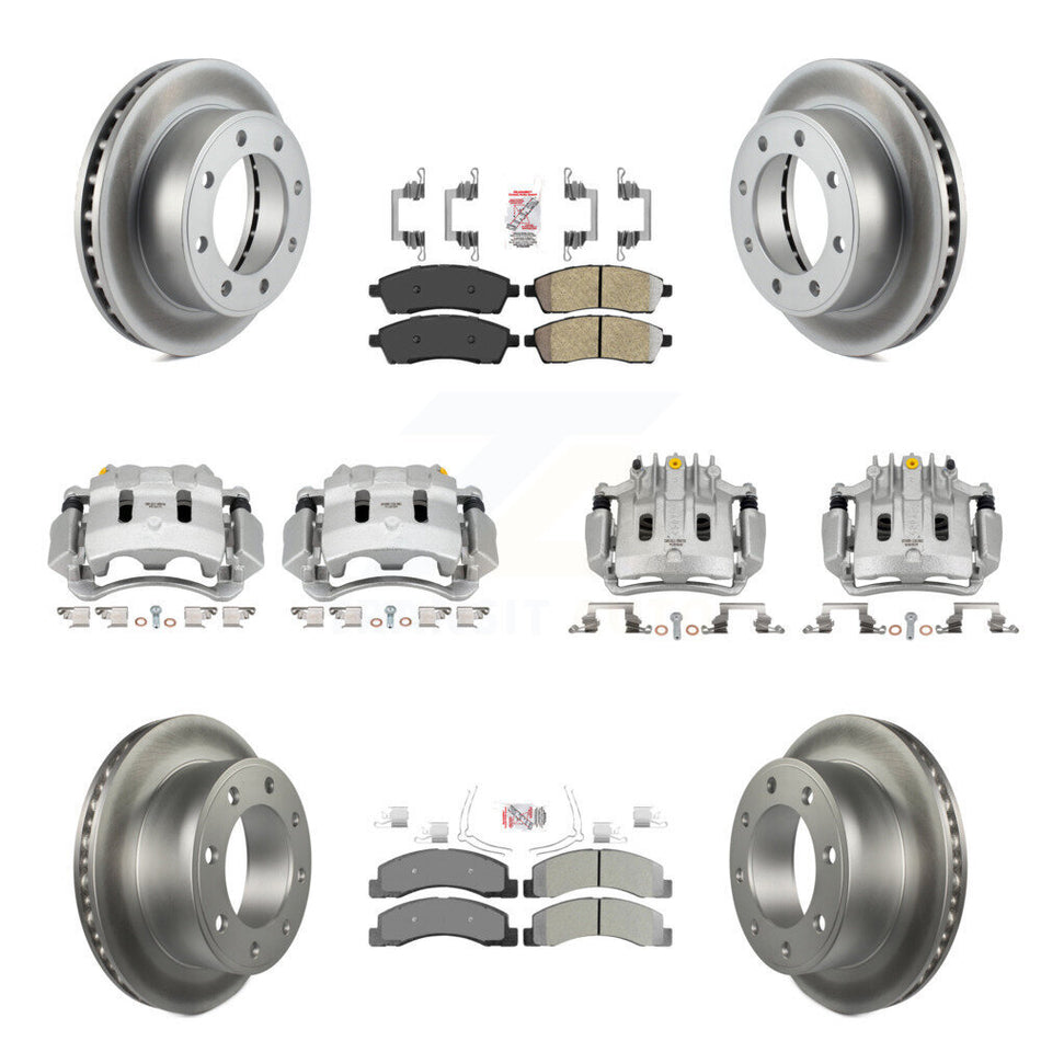 Front Rear Brake Caliper Coat Rotors & Semi-Metallic Pad Kit (10Pc) For Ford F-250 Super KCG-102028N