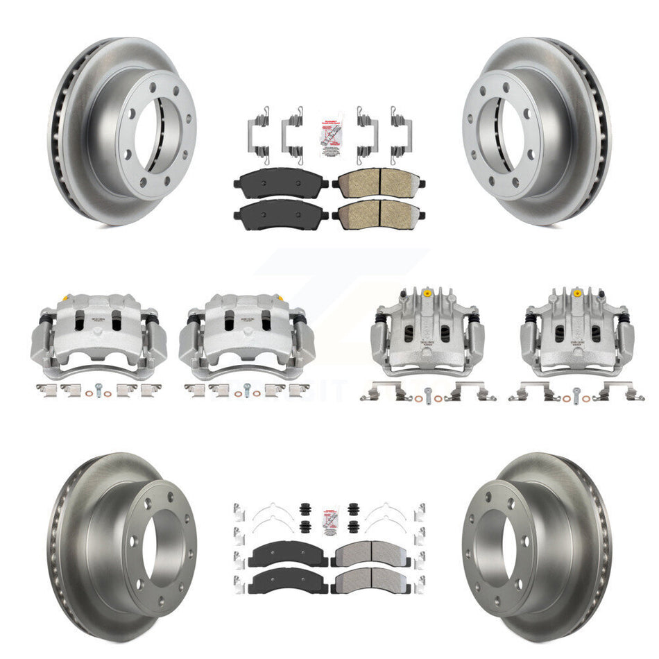 Front Rear Brake Caliper Coat Rotors & Semi-Metallic Pad Kit (10Pc) For Ford F-250 Super KCG-102029N