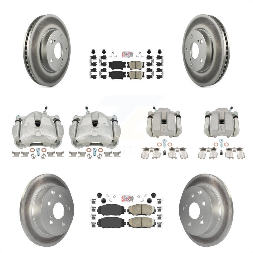 Front Rear Disc Brake Caliper Coated Rotors And Ceramic Pads Kit (10Pc) For Toyota RAV4 Without 3rd Row Seating KCG-102030N by Transit Auto