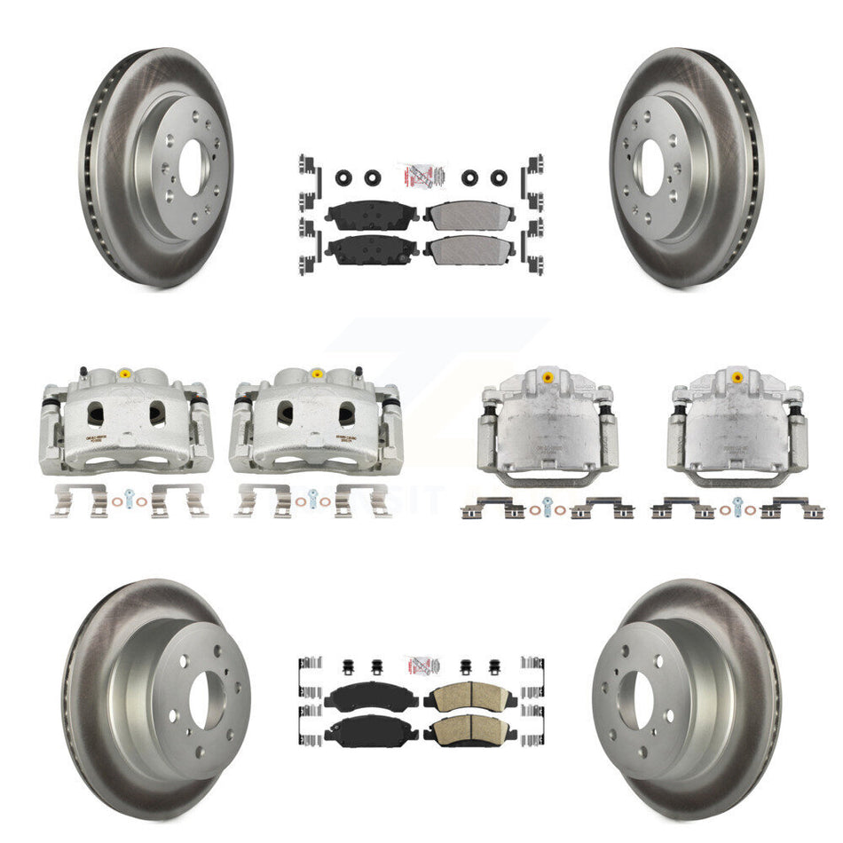 Front Rear Brake Caliper Coat Rotors Ameribrakes Pad Kit (10Pc) For Chevrolet GMC Sierra KCG-102034N