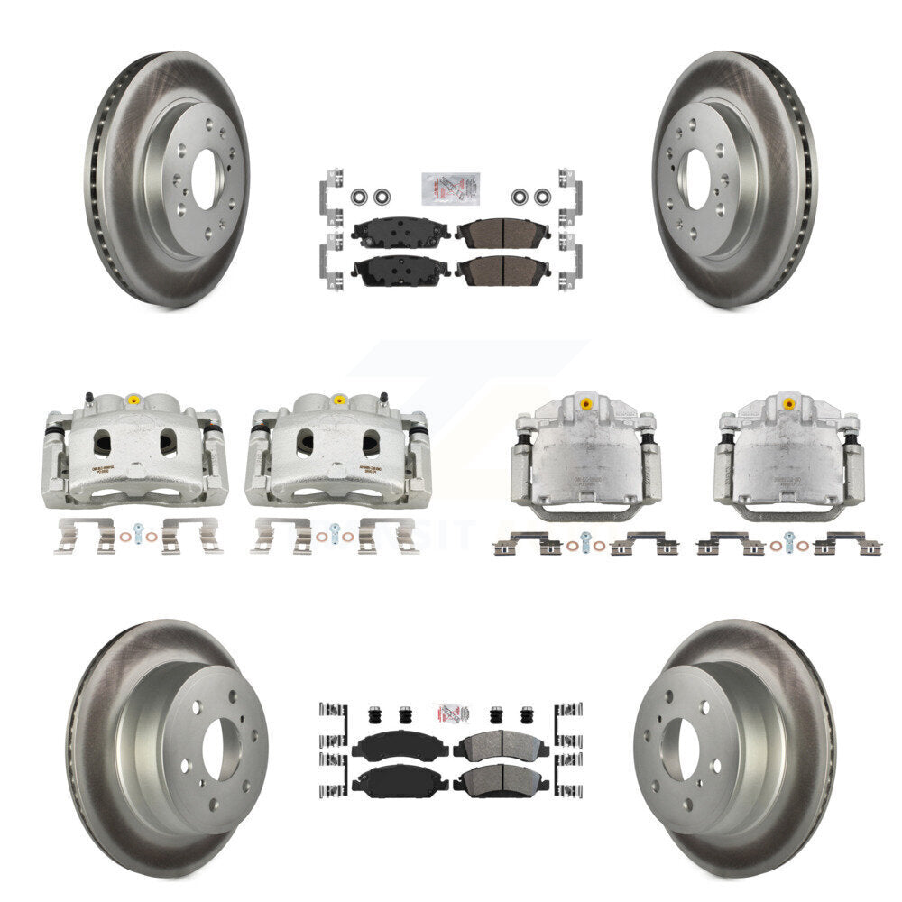 Front Rear Brake Caliper Coat Rotors Semi-Metallic Pad Kit (10Pc) For GMC Sierra 1500 XL KCG-102045N